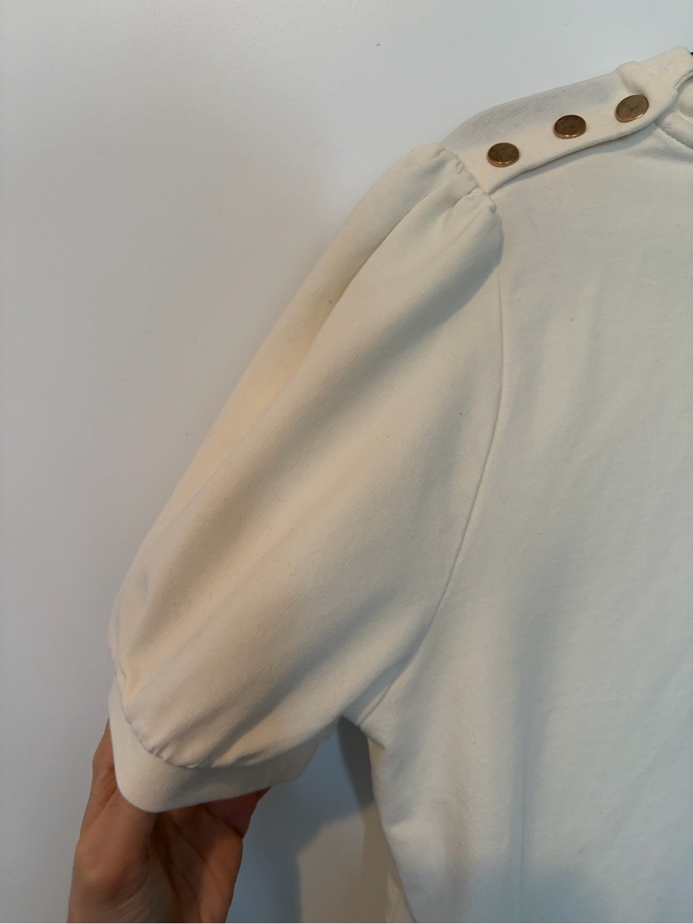 ROSAÉ Paris Cotton Classic Cream Puff Sleeve Top 40/ 8 - Picture 7 of 14